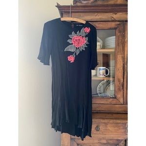 Zara Basic Asymmetrical Black Satin Dress